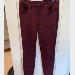 Madewell maroon high-rise skinny jeans